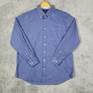 Charles Tyrwhitt Shirt Mens Large Blue Chambray Classic Fit Long Sleeve Pocket